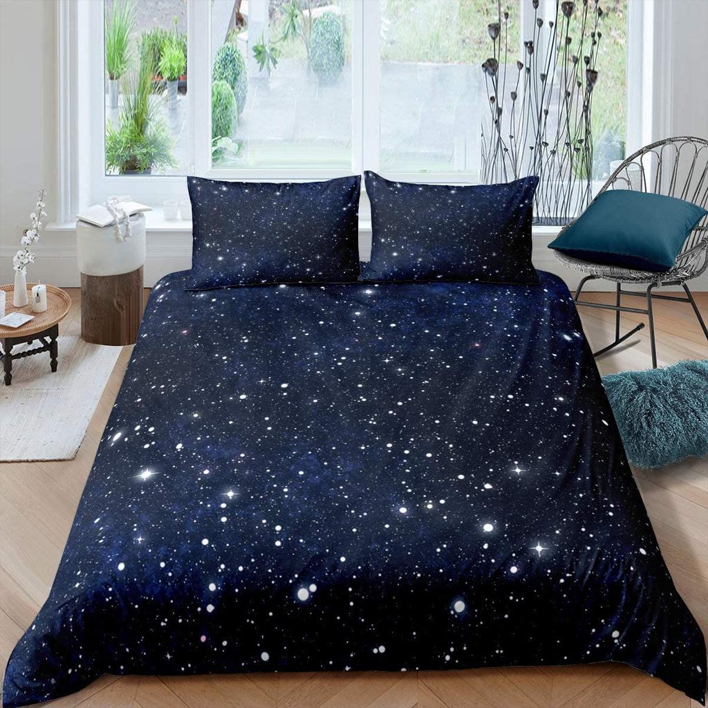 Comforter Starry Sky Love Heart Shape Pattern Polyester King Queen Full Size For Kids Boys Girls Bedding Set