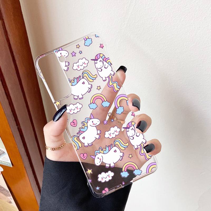 

Чехол для телефона с рисунком единорога для Samsung S20 S10 lite S21 plus для Redmi Note8 9pro для Huawei P20, прозрачный чехол HuaweiP40lite EU
