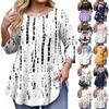 Top Moda da Donna Stampa Floreale Taglie Forti Manica 3/4 Orlo Arrotondato Girocollo
