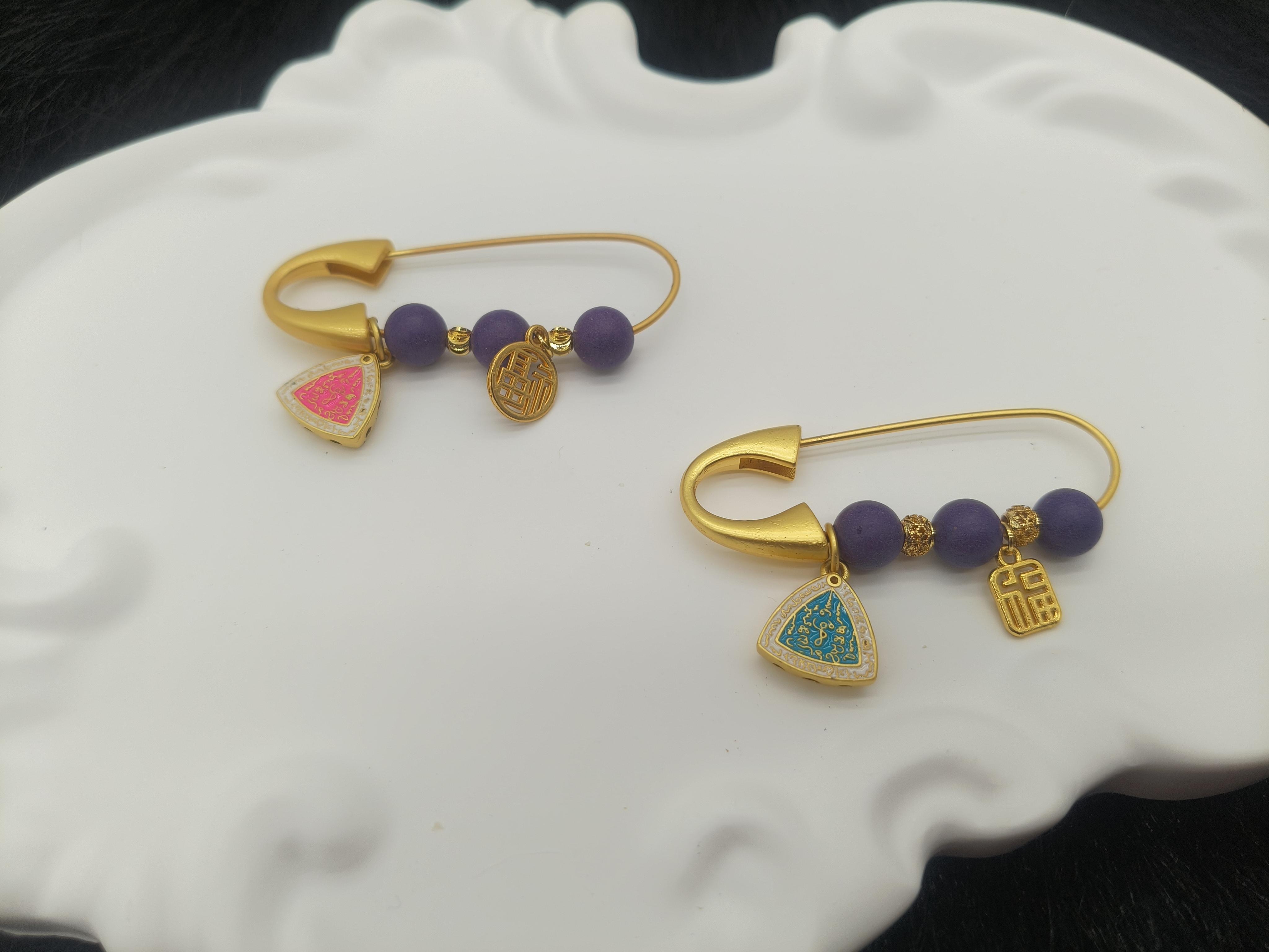 Purple-Gold Fortune Zen Calm Incense Brooch