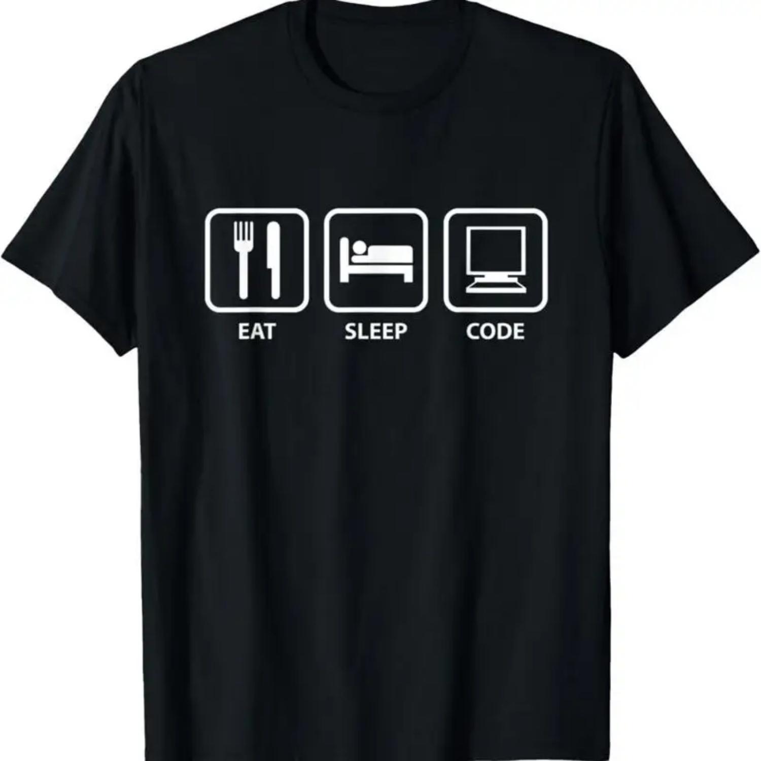 Eat Sleep Code Blocks T Shirt S чёрный