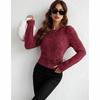 New sweater pullover solid color European and American temperament commuter crew neck yarn knitted sweater women