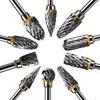 Double Edge Tungsten Carbide Steel Rotary Burr Set for Rotary Tool, 10 Pieces 1/8 Shank for DIY, Wood Carving, Metal Polishing, Engraving, Drilling