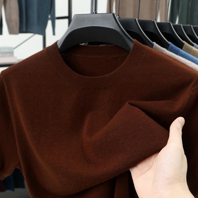 Men's High-Quality Short-Sleeved Knitted Wool Sweater for Spring/Summer