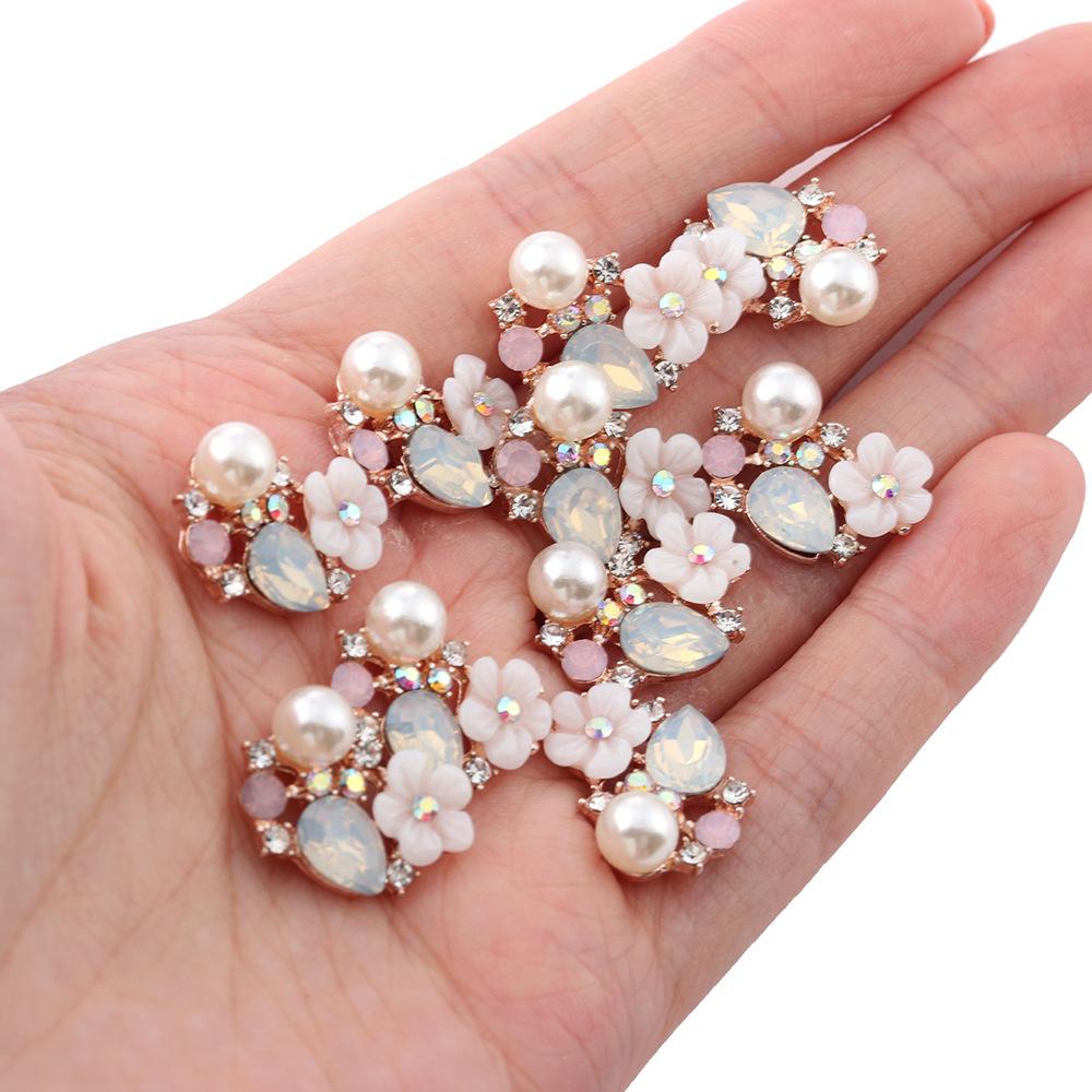 Alloy Flower Plate Rhinestone Glass Diamond Buckle Handmade Hair Accessories Material Wholesale Diy Metal Headwear Hair Accessories Accessories