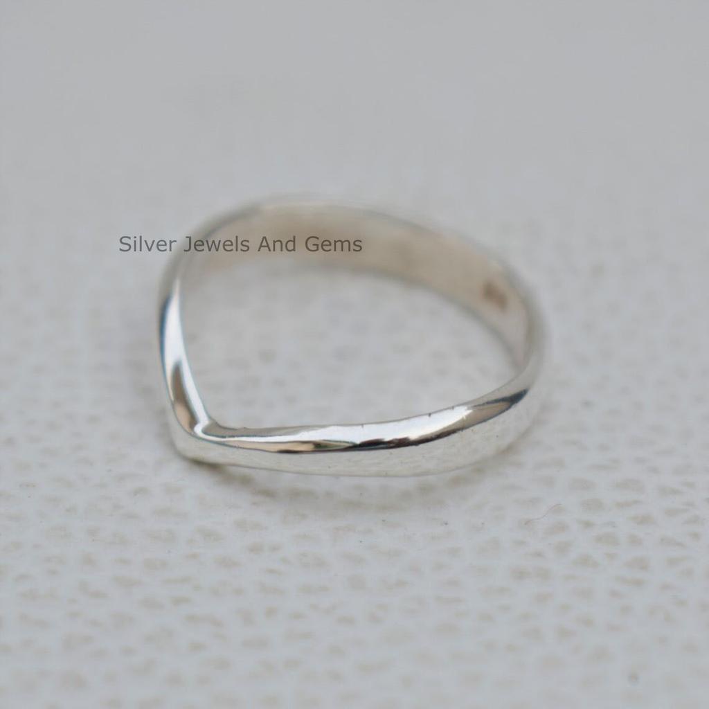 Sterling Silver Chevron Ring, Handmade Stackable Thumb Ring