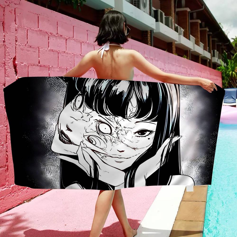 Japanese Junji Ito Tomie Microfiber Blanket Quick Drying Beach Towels Oversized Printing Super Absorbent Pool Towel Blanket