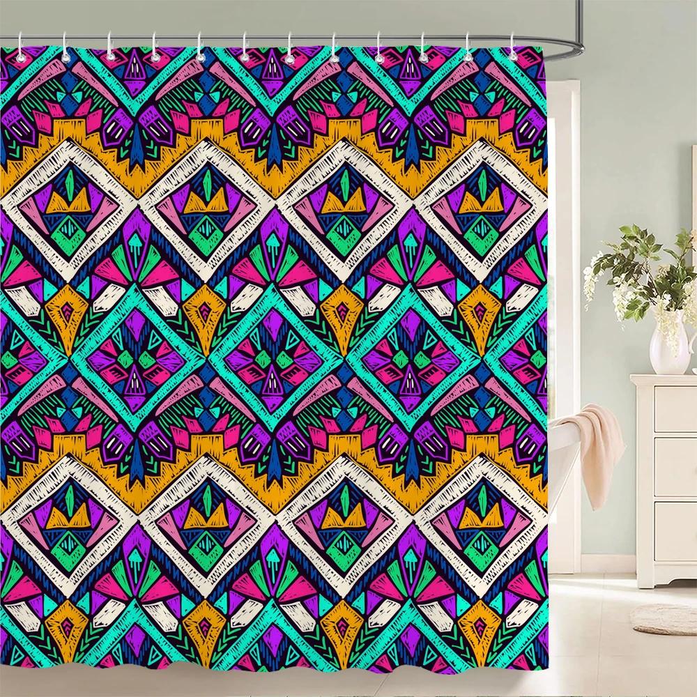 3D Printing Indian Boho Shower Curtain Bathroom Curtains With Hooks Bohemian Mandala Waterproof Fabric Bathtub Decor Screen