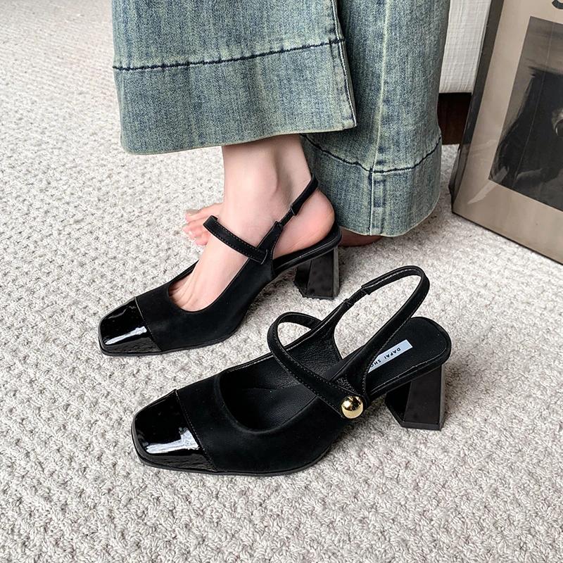 Mode Mary Jane Mode Damen Sandalen 2025 Neue Sommer Sandalen mit Absatz Luxus Retro Schwarz Damenschuhe Geschlossen Mädchen Komfort Hohe Absätze