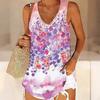 Damskie topy na ramiączkach z nadrukiem kwiatów w stylu retro do ćwiczeń, jogi, na siłownię, letnie koszulki sportowe, kamizelki w dużych rozmiarach