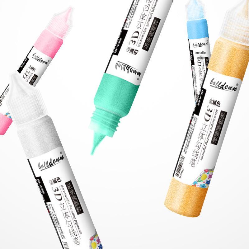30ml Gold 3D Glass Paint Pen - Waterproof, No-Bake Acrylic for DIY.