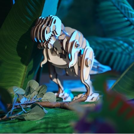 Tsukurundesu® Battery-Operated 3D Wooden Puzzle Dinosaur Series (Large Tyrannosaurus) with Japanese Instructions