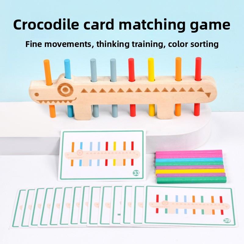 Crocodile Wooden Montessori Puzzle Toy Motor Skill Train Kids Educate Early