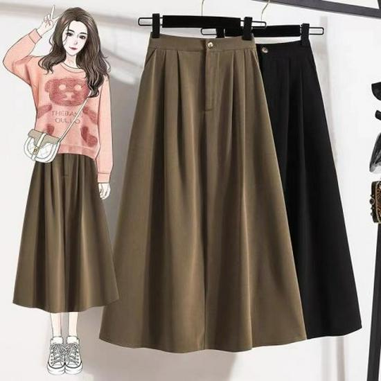 Plus Size Hohe Taille A-Linie Regenschirmrock mit Taschen - Frühjahr 2026 Trend