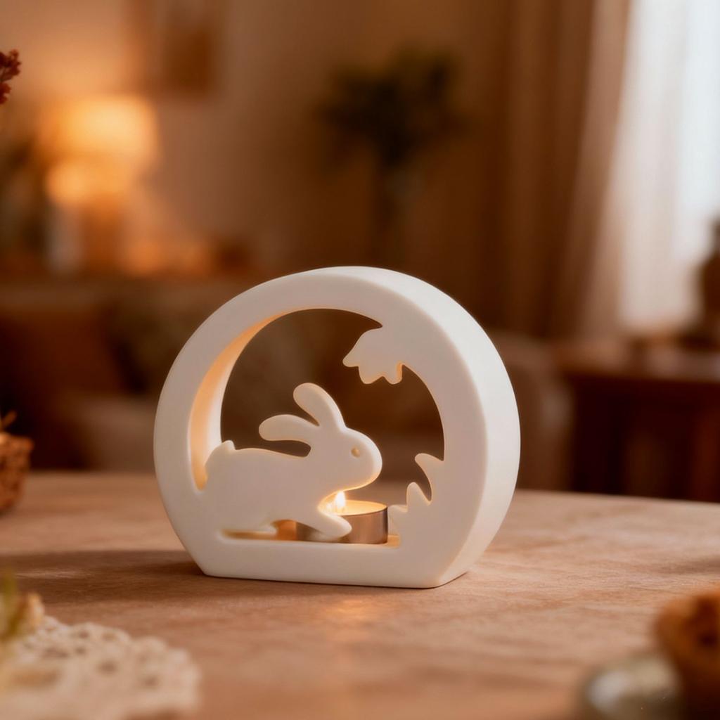 DIY Wielkanocny Króliczek Pusty Świecznik Forma Żywiczna Ozdoba na Biurko Gipsowa Silikonowa Forma Dekoracja Domu