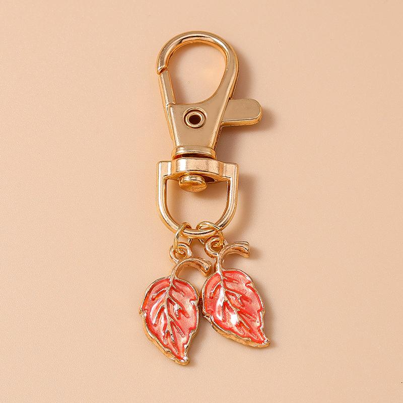 Cute Enamel Maple Leaf Keychain Women Girls Key Ring Pendants for Handbag Decor DIY Handmade Jewelry Gifts