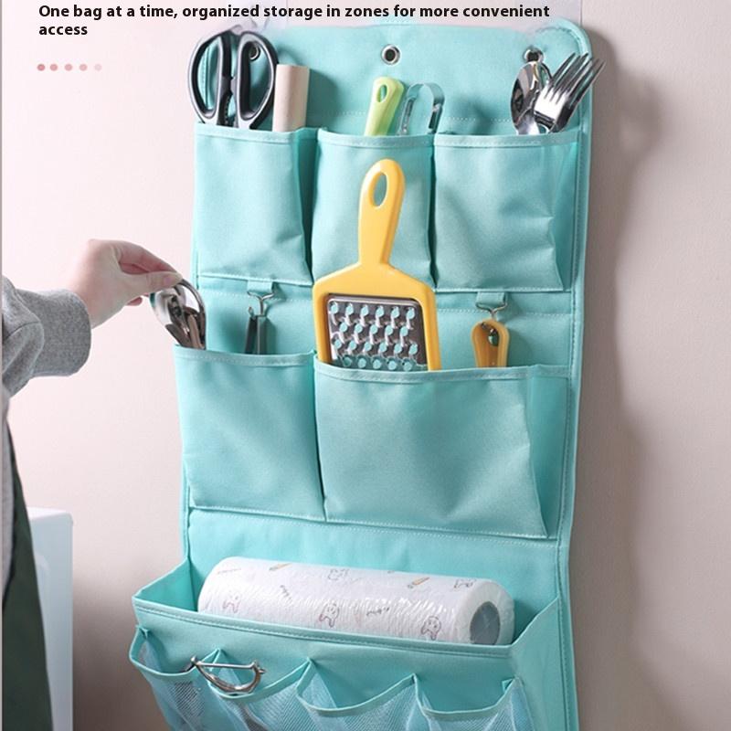 Wall-mounted Multi-functional Storage Bag Behind Door Organizer with Dividers for Student Dorm Bedroom Storage for Stationery