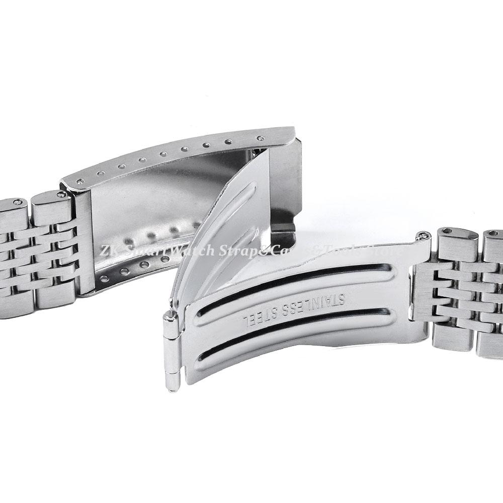 Massives Edelstahl Uhrenarmband mit gebogenem Ende 12 14 16 18 20 21 22 24mm Metallband Faltschließe Universal Armband Uhrenarmband