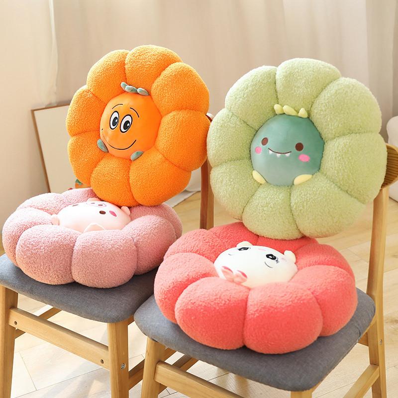 Plush Teddy Toy Animal Cushion Embroidered Design Children Room Reading Nook