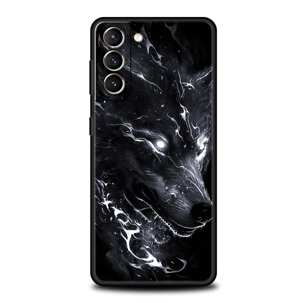 Moon Roaring Wolf Case for Samsung Galaxy S24 S23 S22 S20 S21 FE Ultra S24 S23 S10 S10E S9 S8 Plus 5G Silicone Phone Cover Capas