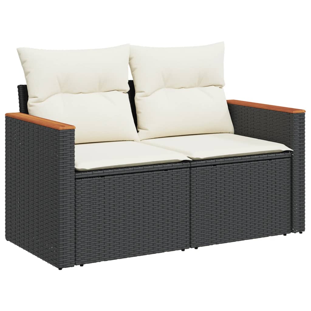 Vidaxl 10-Cz. Garten-Sitzgruppe, Kissen Schwarzer Rattan Pe