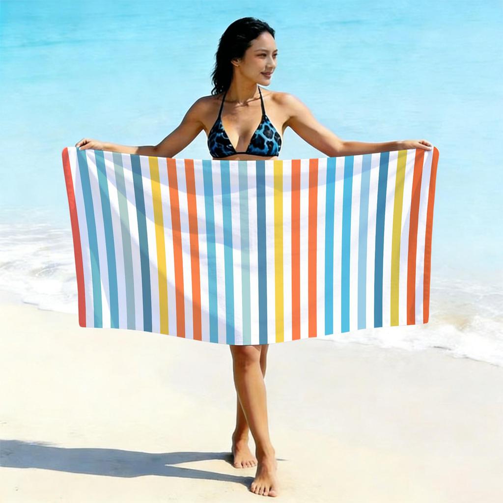 Ultra-Absorbent Striped Beach & Bath Towel - Thick, Soft, Microfiber