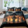 Pirate Duvet Cover Set Queen Sailboat Comforter Set Nautical Ocean Bedding Set Cool Style Quilt Cover Wave Print Decor Bedspread