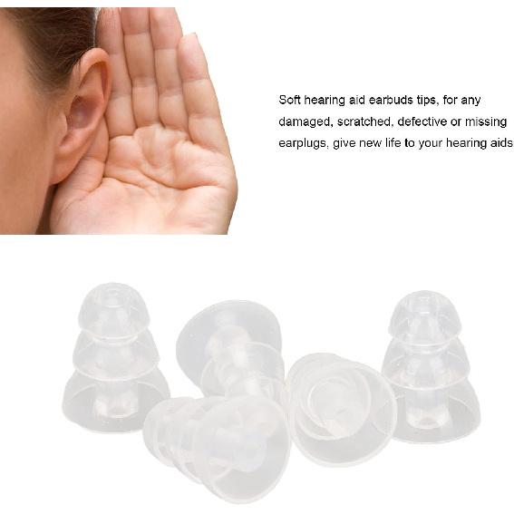 BigKing Hearing Aid,Universal 5pcs Hearing Aid Domes Ear Tips Silicone Soft&Comfortable 3 Layers Transparent Replacement BTE ITE Hearing Aids