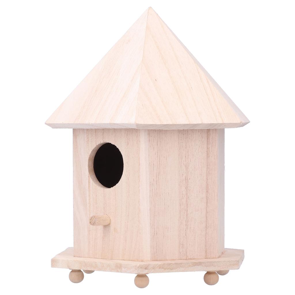 Wooden Bird House Feeder Nesting Box with Bracket for Outdoor Garden Patio Decoration