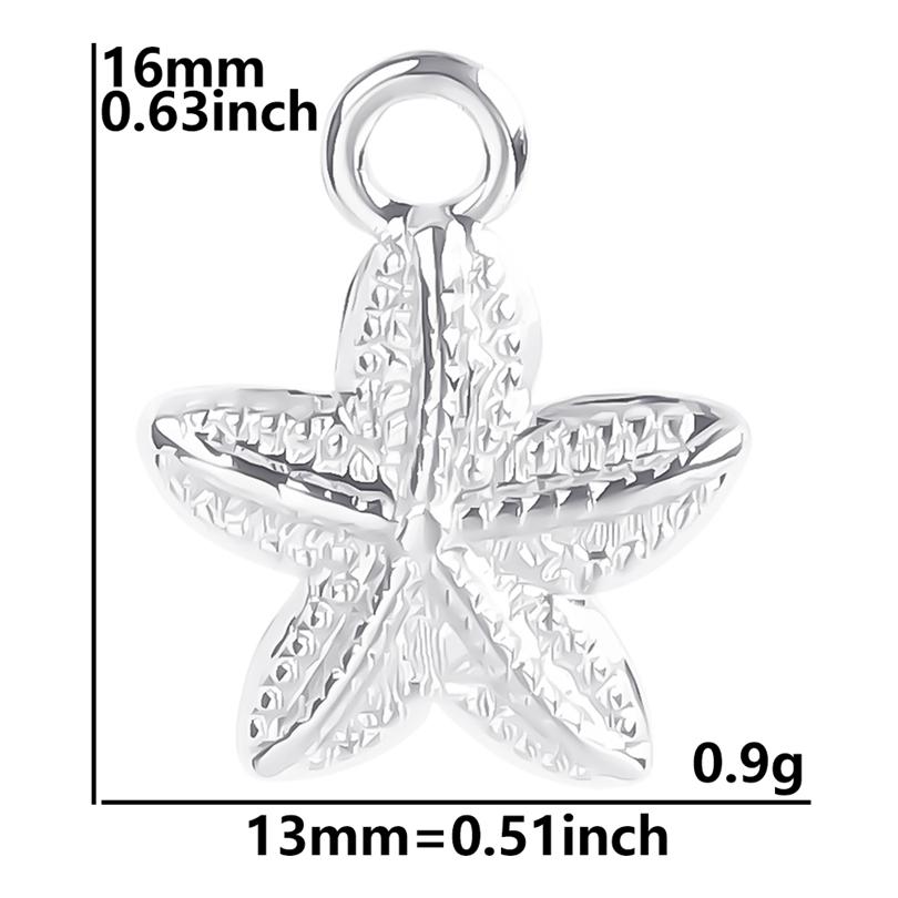 Starfish Conch Fish Tail Silver Color Stainless Steel Charms For Jewelry Making Supplies Ocean Animal Pendant 6pcs/Lot Breloque