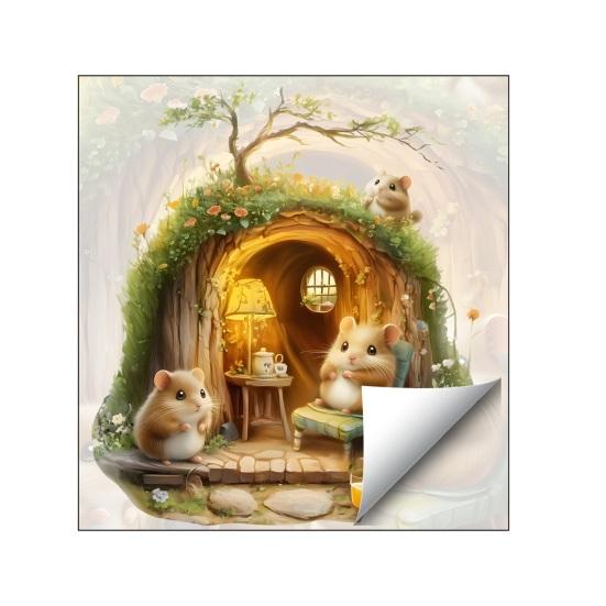 3D-эффект Норка хомяка Наклейки на стену Милый хомяк Наклейка Съемные Наклей и Наклей Арт-панно для Ноутбуков Машин Стены Спальни Кухни Декор