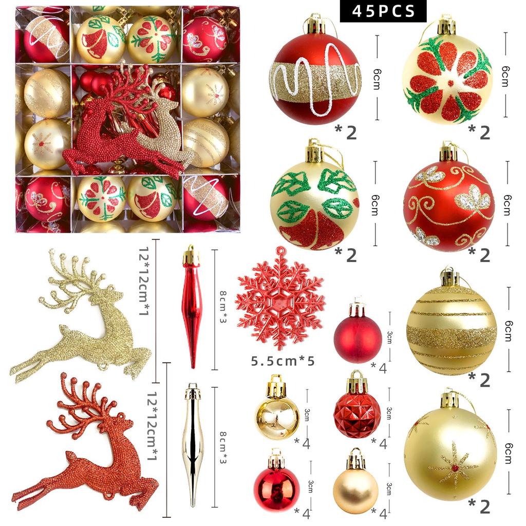 6cm Electroplated Shiny Irregular Christmas Tree Ball Set