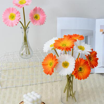 Artificial Gerbera Jamesonii with Stem Realistic Fake Silk Flower Home Office Table Centerpiece Faux Flower Branch Floral Arrangement Decoration