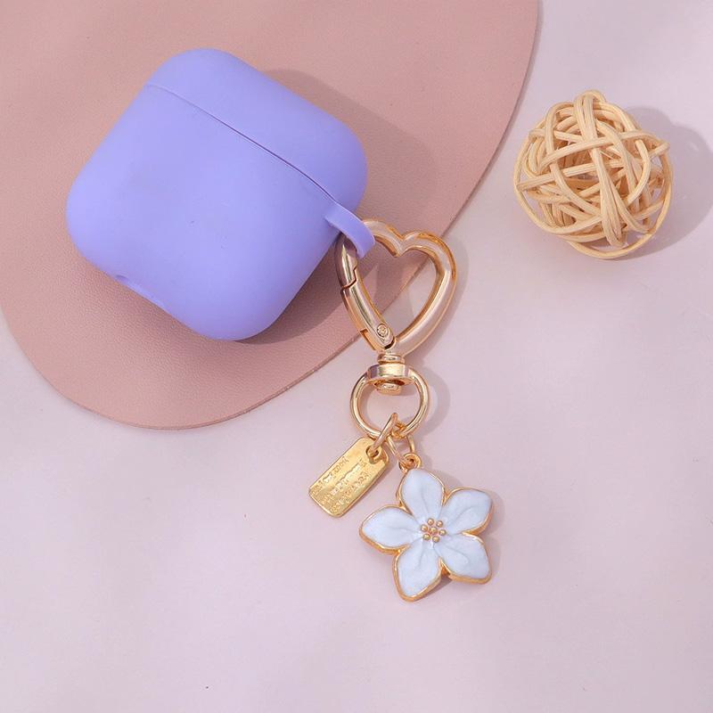 1PC Key Ring Friend Gifts Pendant Keychain Handbag Decor Heart-shaped Cute Metal Sakura Flower Cherry Blossom