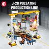 SEMBO 1154pcs J-20 Fighter Production Line Scene Assemblage Building Blocks MOC Military Series Aircraft Model Bricks Kids Gifts