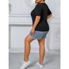 Womens Plus Size Pattern Print Round Neck Short Sleeve T Shirt Loose Fit Slightly Stretchy Casual Pullover Comfy Top