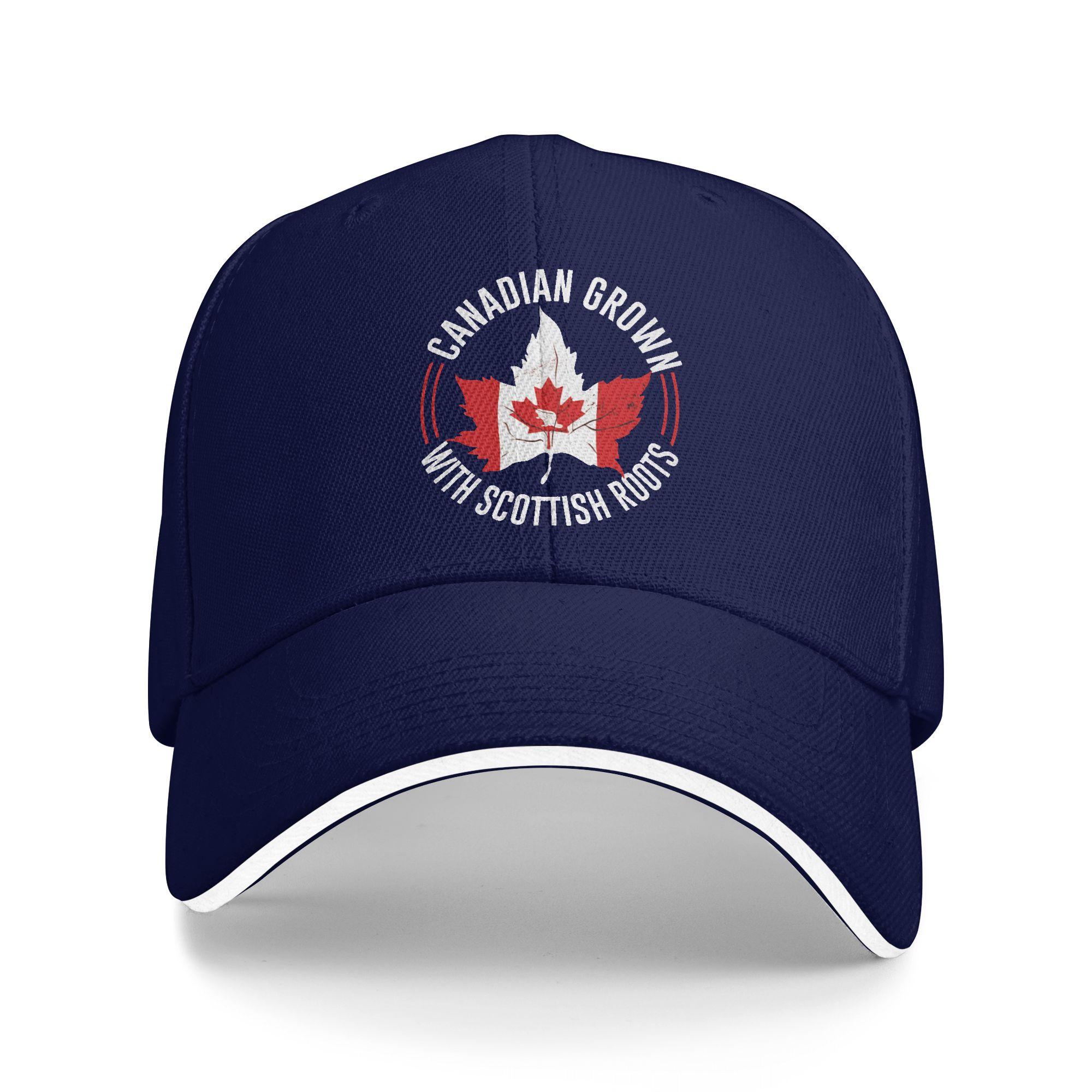 

Canadian Grown With Scottish Roots Scottish Canadian Casual Baseball Cap Tennis Skate Trucker Hat Summer Men Retro Snapback Cap One Size темно-синього кольору