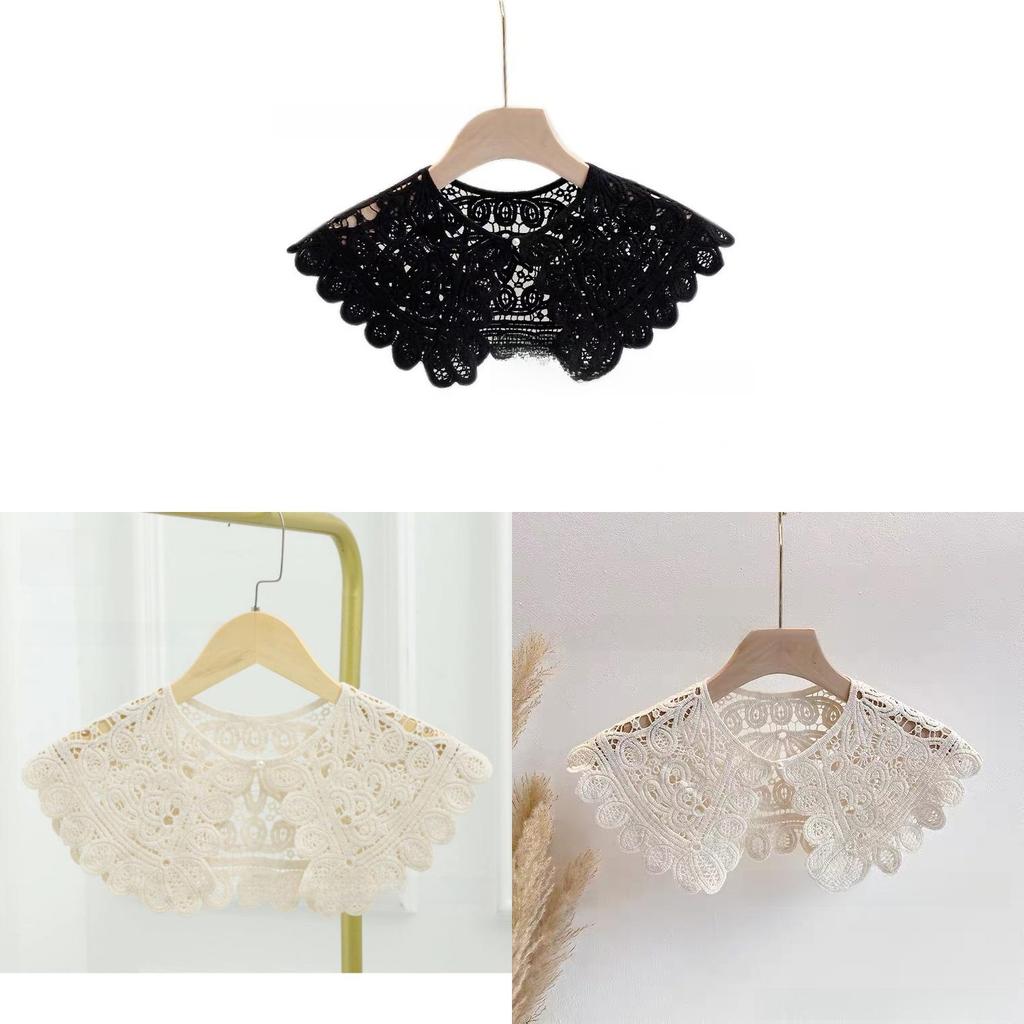 Cotton Vintage Lace Crochet Small Shawl With Floral Pattern For Women Summer Fashion