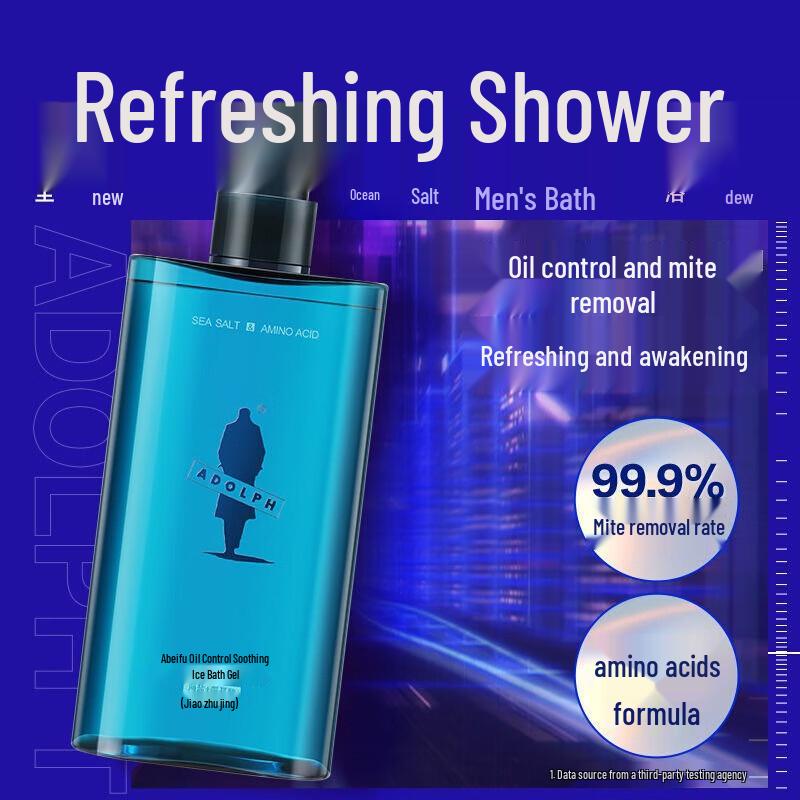 Adolph Herren Meersalz Ölkontrolle Erfrischendes Duschgel