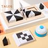 1 Set Hidden Puzzle Building Block Toy Brain Teaser Black White Wooden Block Board Game Toddlers Color Shape Learning Focus Training STEM Educational