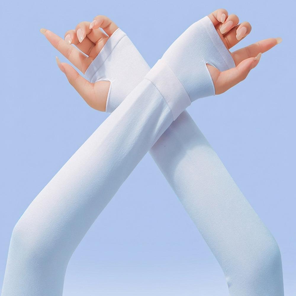 Breathable Ice Silk Sunscreen Sleeves UV Protection Thin Sun Protective Sleeve Cooling Arm Cover Outdoor Sports