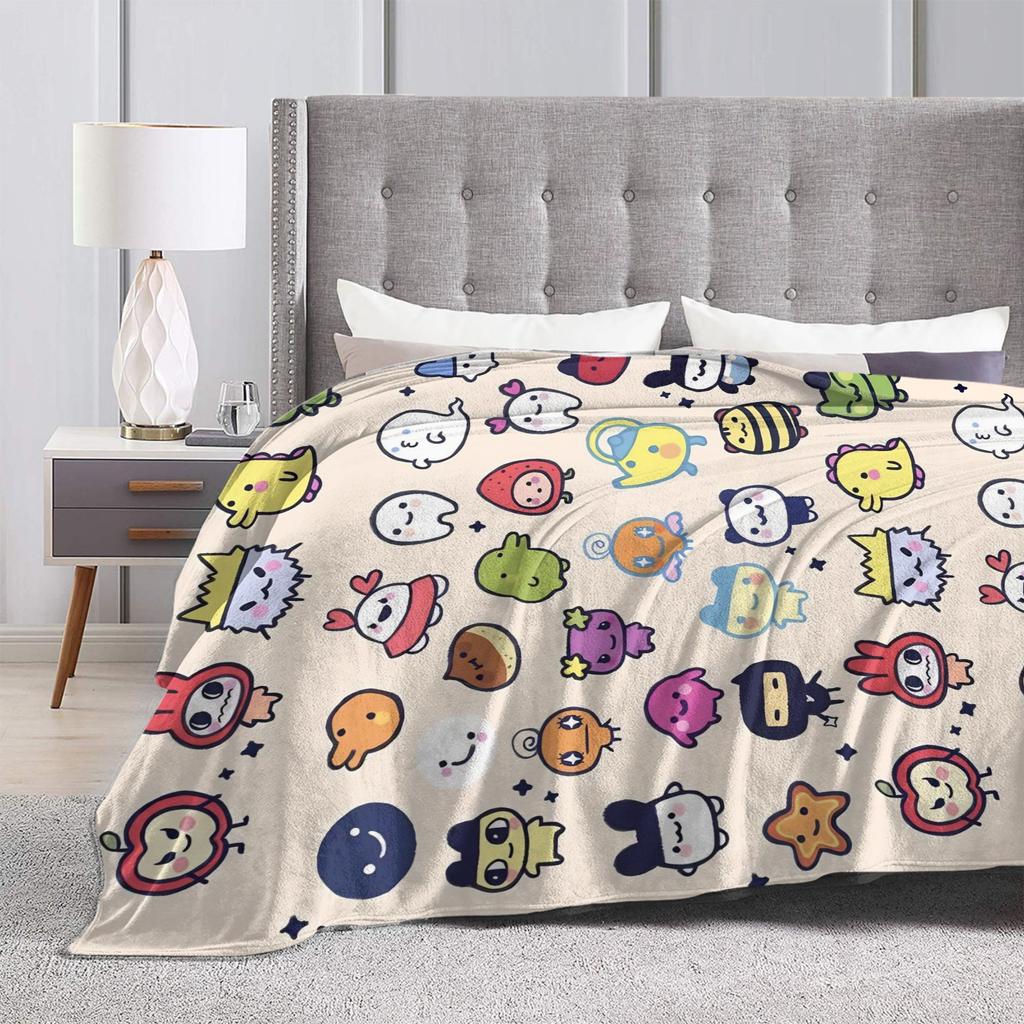 Japanese Cute Tamagotchis Blanket Flannel Funny Breathable Throw Blanket for Coverlet Autumn/Winter