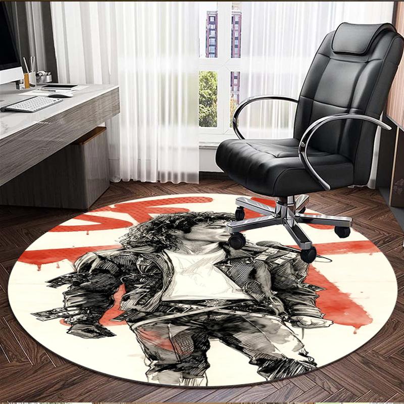 Michael Jackson Print Round Rug, Washable Floor Carpet, For Entryway Dorm Laundry Room Office Study, Home Decor Birthday Christmas Gift