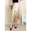 New Silky Acetate Midi Skirt with Slit for Women