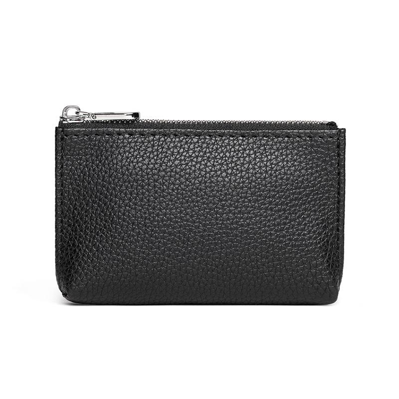 Soft Leather Mini Change Bag Card Bag Short Thin Leather Zipper Coin Bag Key Bag Wallet