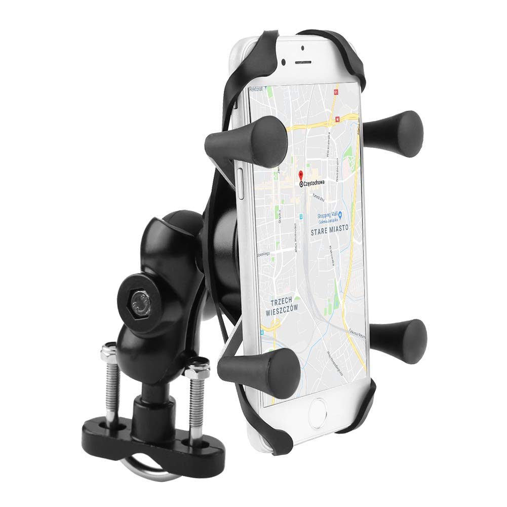Qiilu Motorcycle Smartphone Base Smartphone Mobile Phone Made of ABS Easy for Motorcycles Mount, Holder, Support, + Aluminum, 360-Degree Rotation,