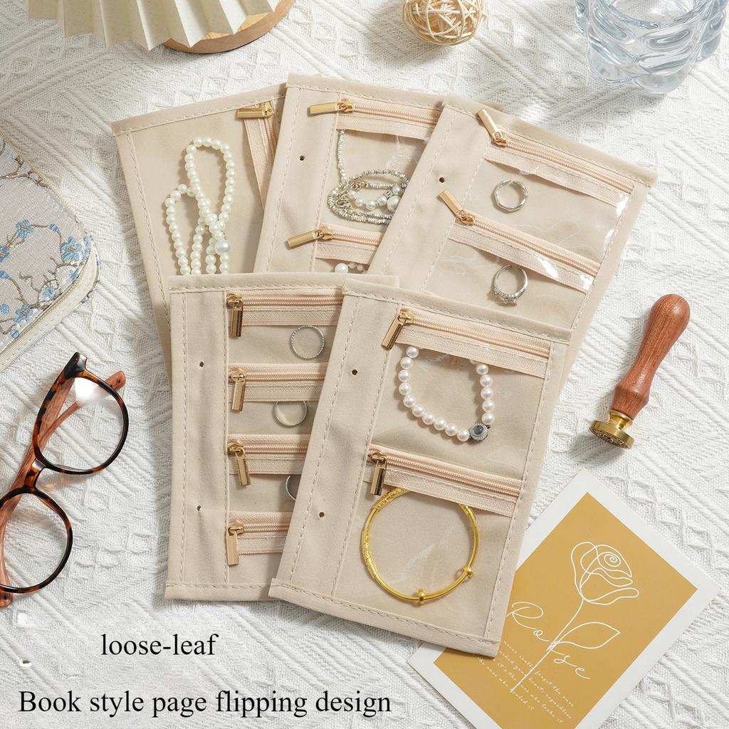 Schmucknotizbuch goldenes Aufbewahrungsbuch Reißverschluss Anti-Oxidation leichter Luxus High-End-Schmuck tragbar Reise Samt High-End-Aufbewahrungstasche