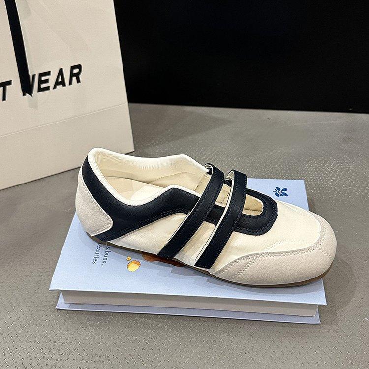 2025 spring and summer new leather flat ballet shoes Velcro double word belt Mary Jane shoes versatile single shoes