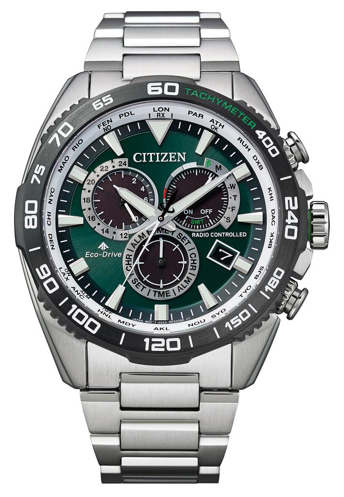 Citizen Promaster LAND Series Direct Silver Eco-Drive Radio-Controlled Watch, Flight, CB5034-91W, Men's,