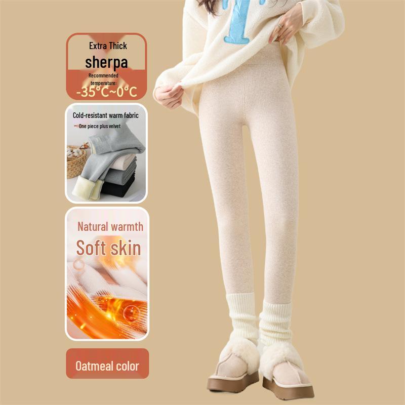 Extra Thick Plush High Waist Winter Leggings - Slimming Skinny Wool Pants for Women